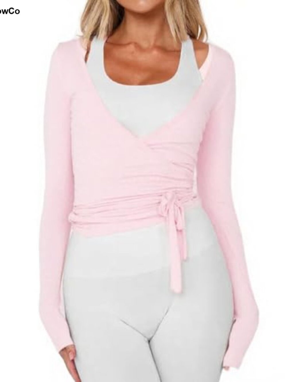 Women's Long Sleeve Ballet Wrap Top Adjustable Tie Front Cardigan
